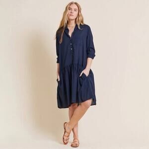 Grayson The Changemaker Cotton Oversized Relaxed Fit Dress in Navy Blue Size M